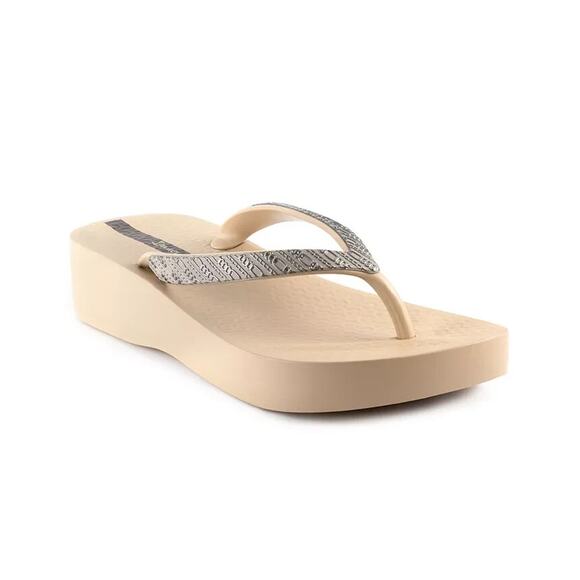Ipanema Women's Mesh VIII Comfort Platform Sandals, Beige Silver 5M - Picture 1 of 5